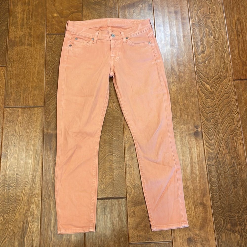 7 For All Mankind Cropped Skinny Peach Pink Jeans